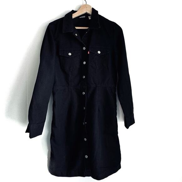 Levi's Dresses & Skirts - Levi’s Ellie button down denim dress collared dress size medium black